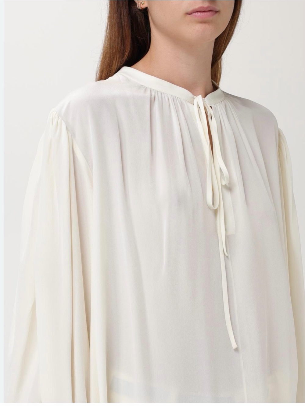 Chloe ButterCream Tie-Neck Blouse